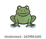 Smiling Cartoon Frog Illustration - Cute Green Frog Clipart