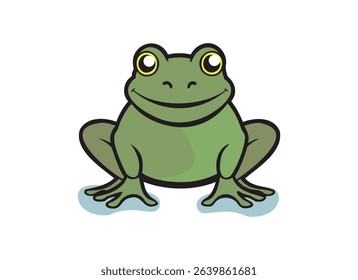 Smiling Cartoon Frog Illustration - Cute Green Frog Clipart