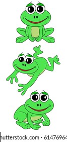 smiling cartoon frog isolated collection