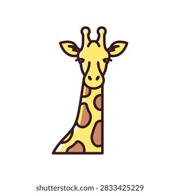 Smiling cartoon giraffe head and neck