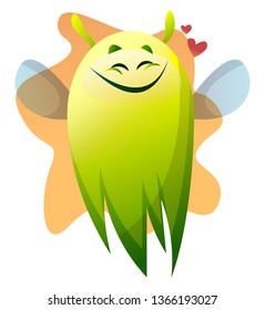 Smiling cartoon green monster vector illustartion on white background