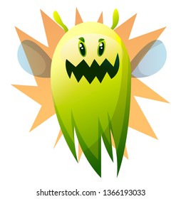 Smiling cartoon green monster vector illustartion on white background