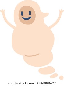 Smiling cartoon halloween ghost vector illustration