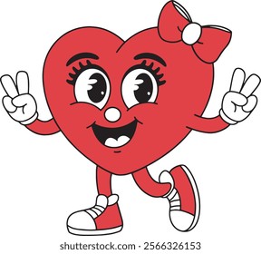 A smiling cartoon heart character Vector Illustration