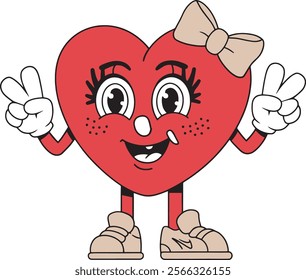 A smiling cartoon heart character Vector Illustration