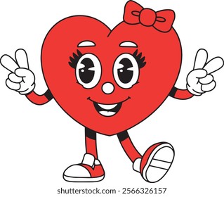 A smiling cartoon heart character Vector Illustration