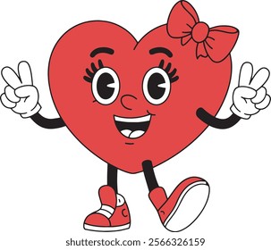 A smiling cartoon heart character Vector Illustration