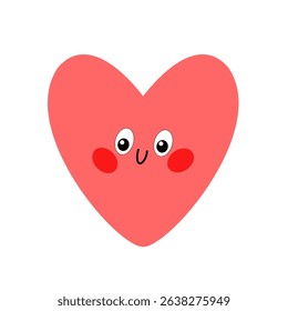 Smiling cartoon heart with large eyes and cute expression.
 Great for romantic illustrations, children's art, and social posts.