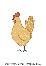 Smiling cartoon hen for children’s design projects