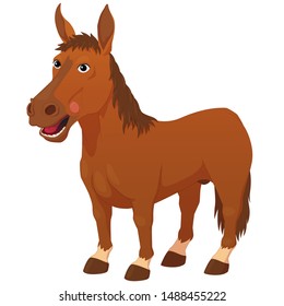 Smiling cartoon horse isolated on white background.