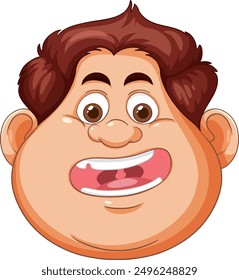 Smiling cartoon kid with brown hair