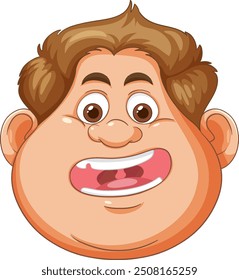 Smiling cartoon kid with brown hair