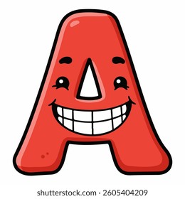 Smiling Cartoon Letter A, Character for Kids Alphabet Design