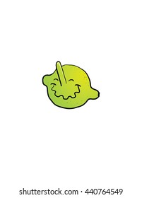 Smiling cartoon lime face