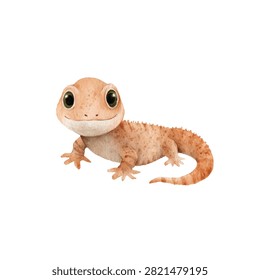 A smiling cartoon lizard toy closeup
