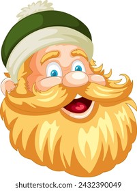 A smiling cartoon man with a large beard.