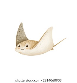 Smiling cartoon manta ray fish face