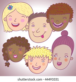 Smiling cartoon people in vector