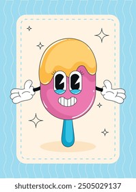 Smiling cartoon popsicle with expressive eyes Vector