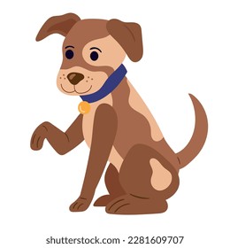 Smiling cartoon puppy sitting icon isolated