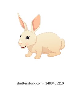 Smiling cartoon rabbit isolated on white background.