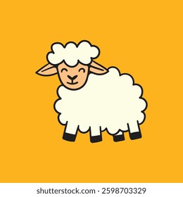 Smiling cartoon sheep in a simple style