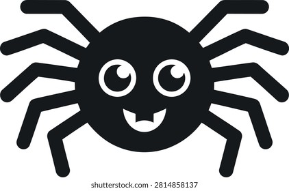 Smiling cartoon spider with eight legs and big eyes in a playful design