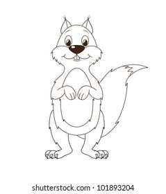 Smiling cartoon squirrel, vector illustration.
