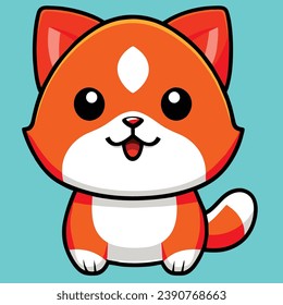 Smiling Cartoon Three-Color Cat - Adorable and Cheerful Feline Illustration