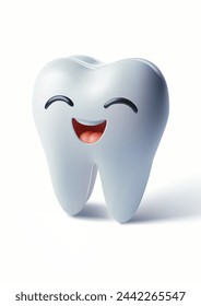 Smiling cartoon tooth. Healthy tooth with smiling face