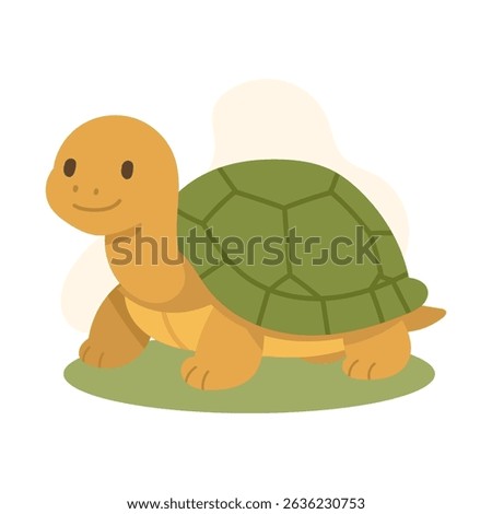 Smiling cartoon turtle with green shell, turtle illustration works well for wildlife stories, nature lessons, and environmental-themed children s graphics.