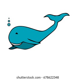 Smiling cartoon whale