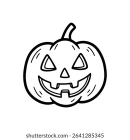 Smiling jack-o’-lantern with carved face, perfect for Halloween party themes and decorations on white with png file.