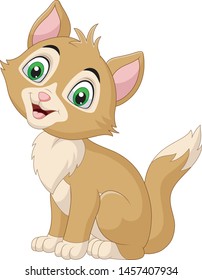 Smiling cat cartoon isolated on white background 