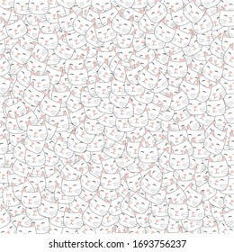 smiling cat face background for fabric textile design. kittens design. vector illustration.