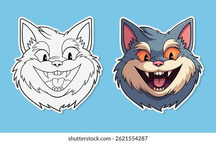 Smiling cat face cartoon sticker