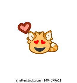 Smiling Cat Face With Heart Shaped Eyes Vector Icon. Isolated Cat Emoji, Emoticon, Illustration