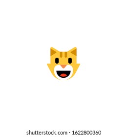Smiling cat face vector flat icon. Isolated cat open mouth face emoji illustration 