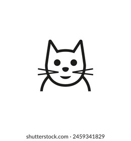 Smiling cat icon. Isolated outline vector on white background.