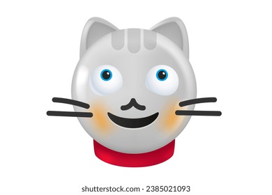 Smiling cat isolated on white. 3d vector 