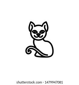 Smiling cat line icon. Pet, animal, kitten. Witchcraft concept. Can be used for topics like Halloween, evil, horror