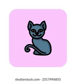 Smiling cat line icon. Pet, animal, kitten. Witchcraft concept. Can be used for topics like Halloween, evil, horror