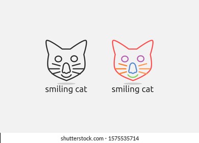 smiling cat. cat lovers logo. simple flat modern design