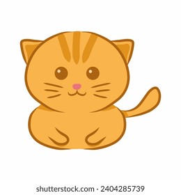 Smiling cat Vector Illustration. illustration of a cute cat sitting. orange cute Cat Illustration. cute cat flat illustration.
