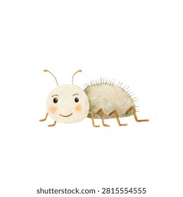 Smiling caterpillar face with antennae