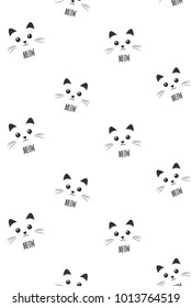 Smiling cats cartoon seamless vector pattern