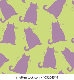Smiling cats cartoon seamless vector pattern