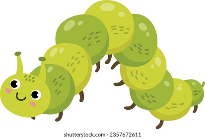 Smiling catterpillar character. Cartoon insect cheerful mascot