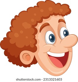 Smiling caucasian boy head illustration