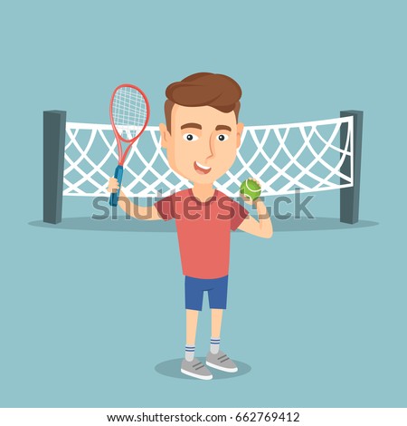 Similar – Image, Stock Photo Man hits a tennis ball on a tennis court with a tennis racket